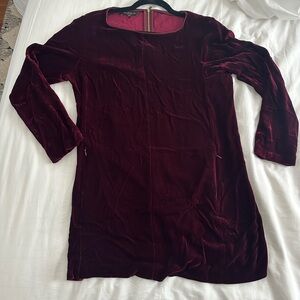 Lafayette 148 Burgundy Velvet Long Sleeve Dress